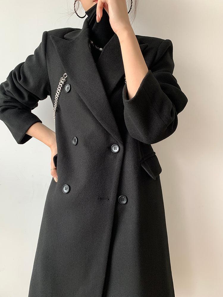 Louis Vuitton Wool Double Breasted Long Coat in Black — UFO No More