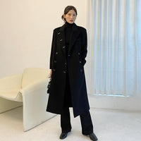 Black Long Thicken Wool Overcoat Vivian Seven