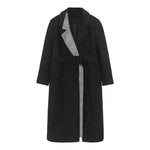 Black Match Plaid Thicken Long Wool Coat Vivian Seven