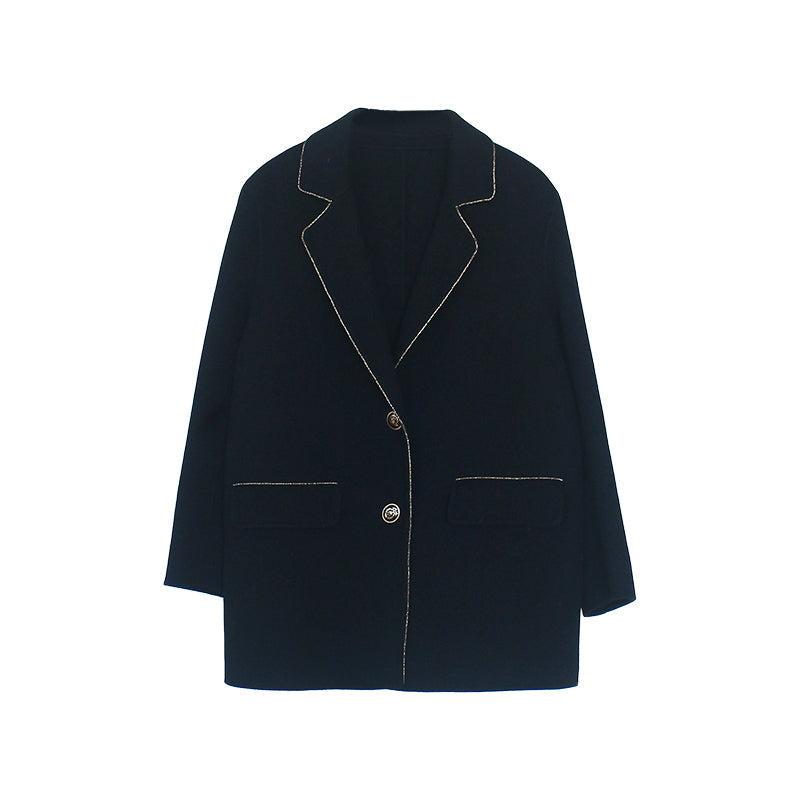 Black Thicken Wool Blazer Overcoat Vivian Seven