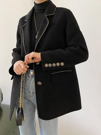 Black Thicken Wool Blazer Overcoat Vivian Seven