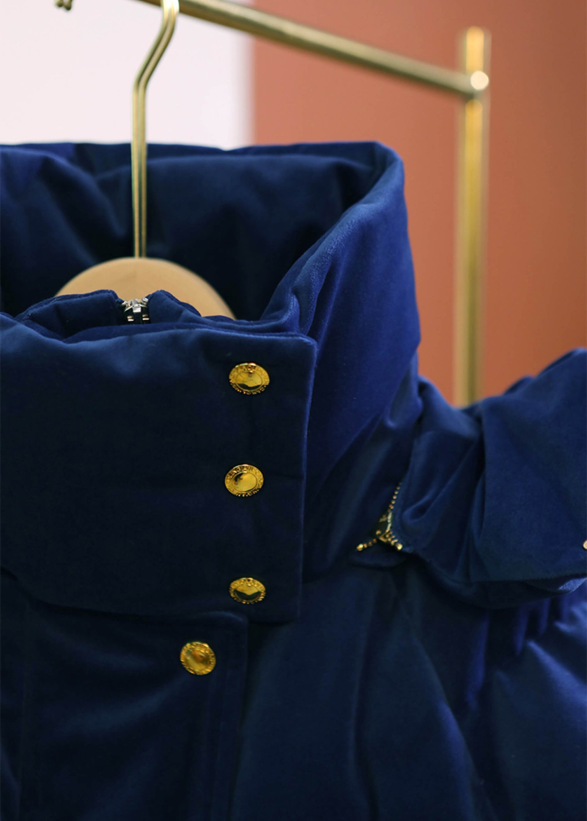 Bluevelvet Patchwork Hooded Pullover Wide Sleeve Button Up