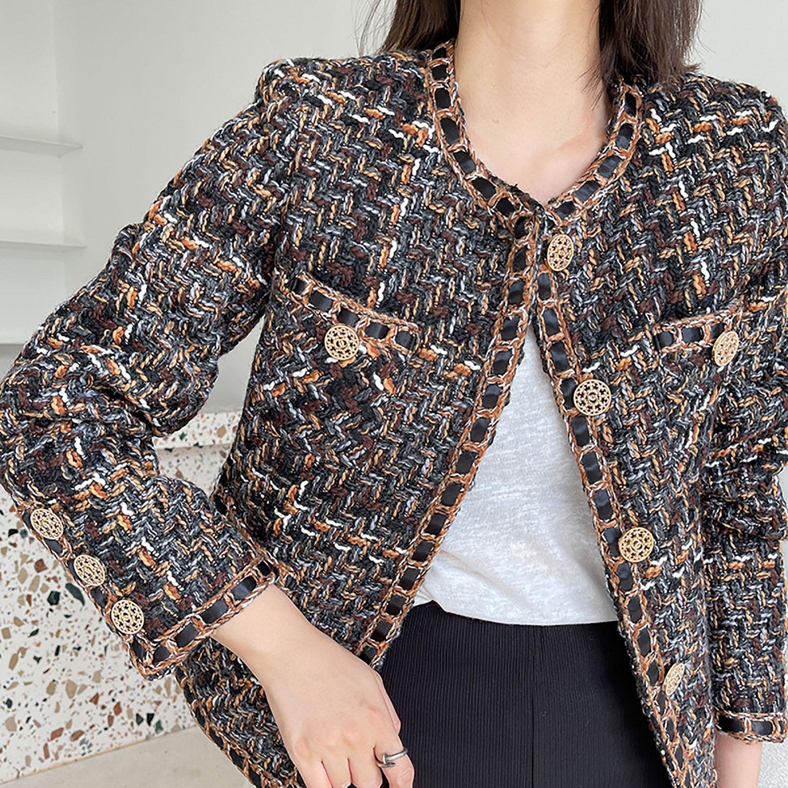 Nydia Jewel neck Tweed Short Jacket | Handmade
