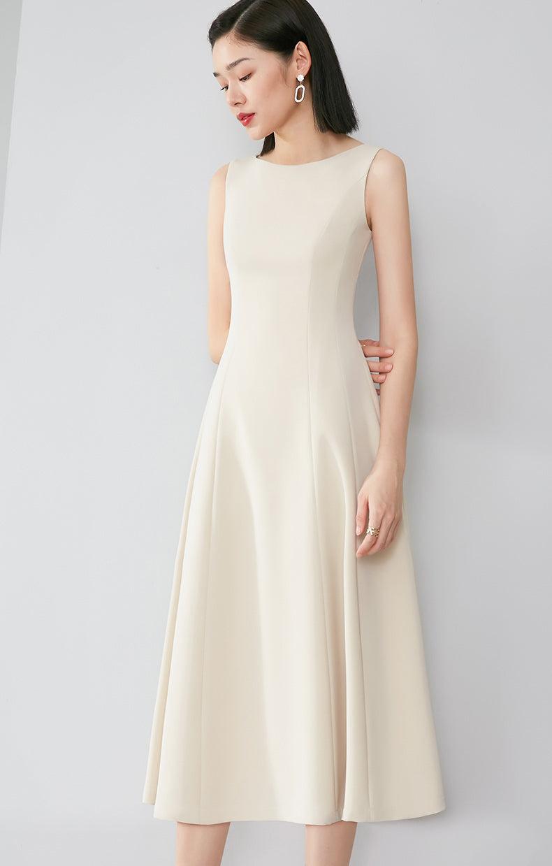 Classic A-Line Round Neck High Waist Sleeveless Dress | Vivian Seven S Classic A-Line Round Neck High Waist Sleeveless Dress | Vivian Seven S