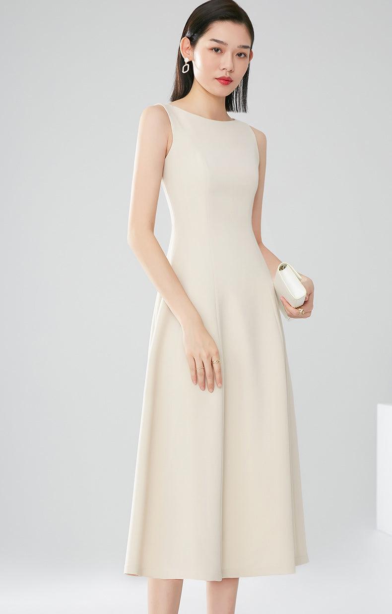 Classic A-Line Round Neck High Waist Sleeveless Dress | Vivian Seven S Classic A-Line Round Neck High Waist Sleeveless Dress | Vivian Seven S