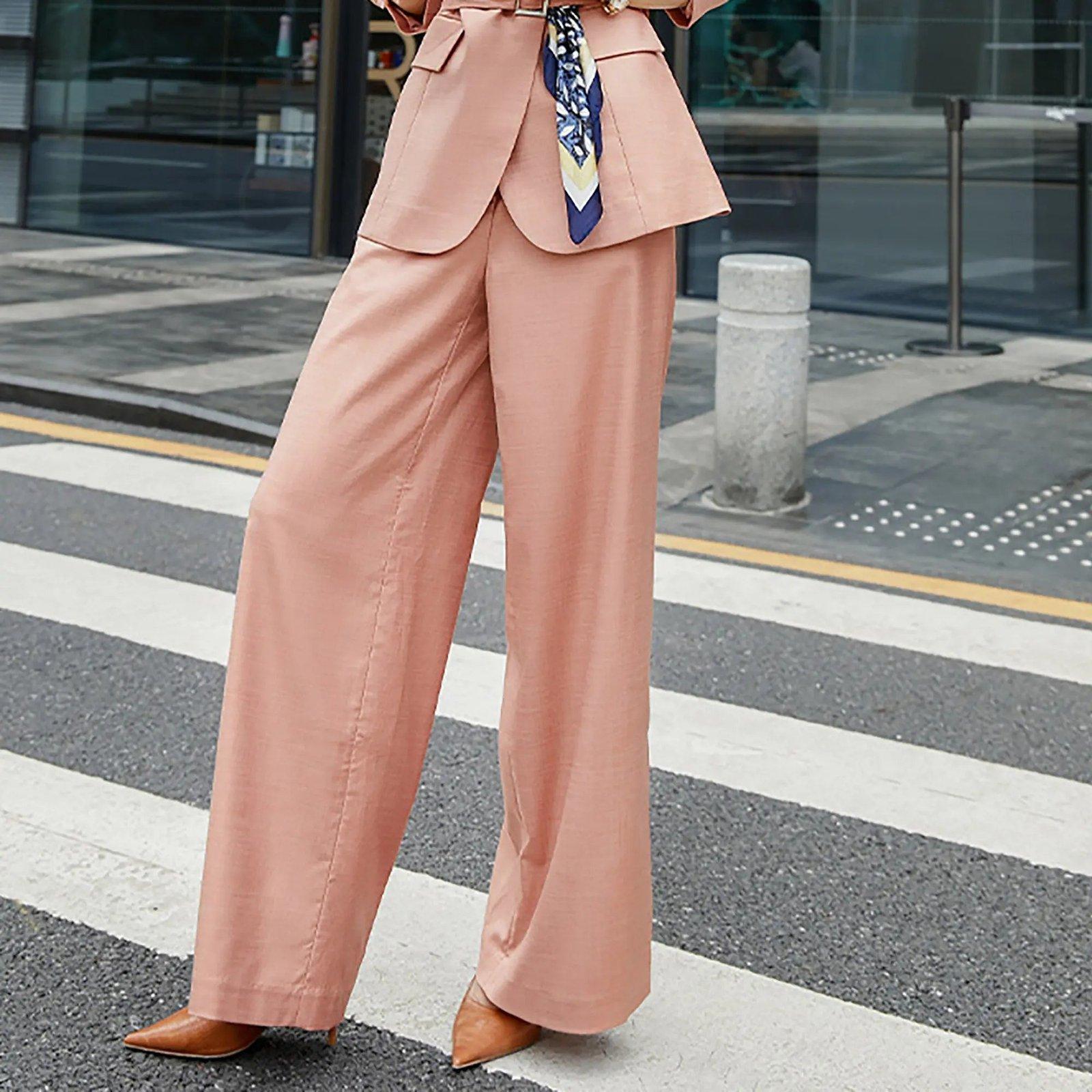 Women's Casual Wide Leg Pants High Waisted Self Tie Belted Straight Long  Loose Palazzo Work Trousers Dress Pants Womens Clothes - Walmart.com