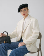 Creamy Single Breasted Blazer Jacket for Women Spring Coat Vivian Seven