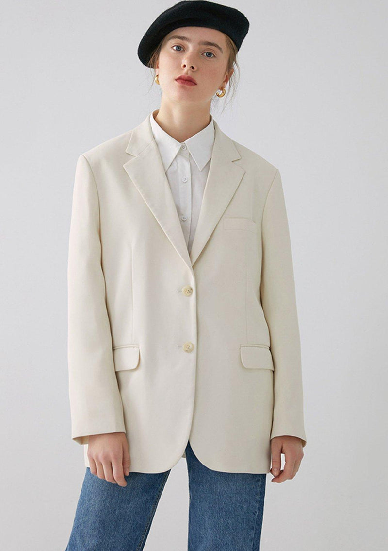 Creamy Single Breasted Blazer Jacket for Women Spring Coat Vivian Seven