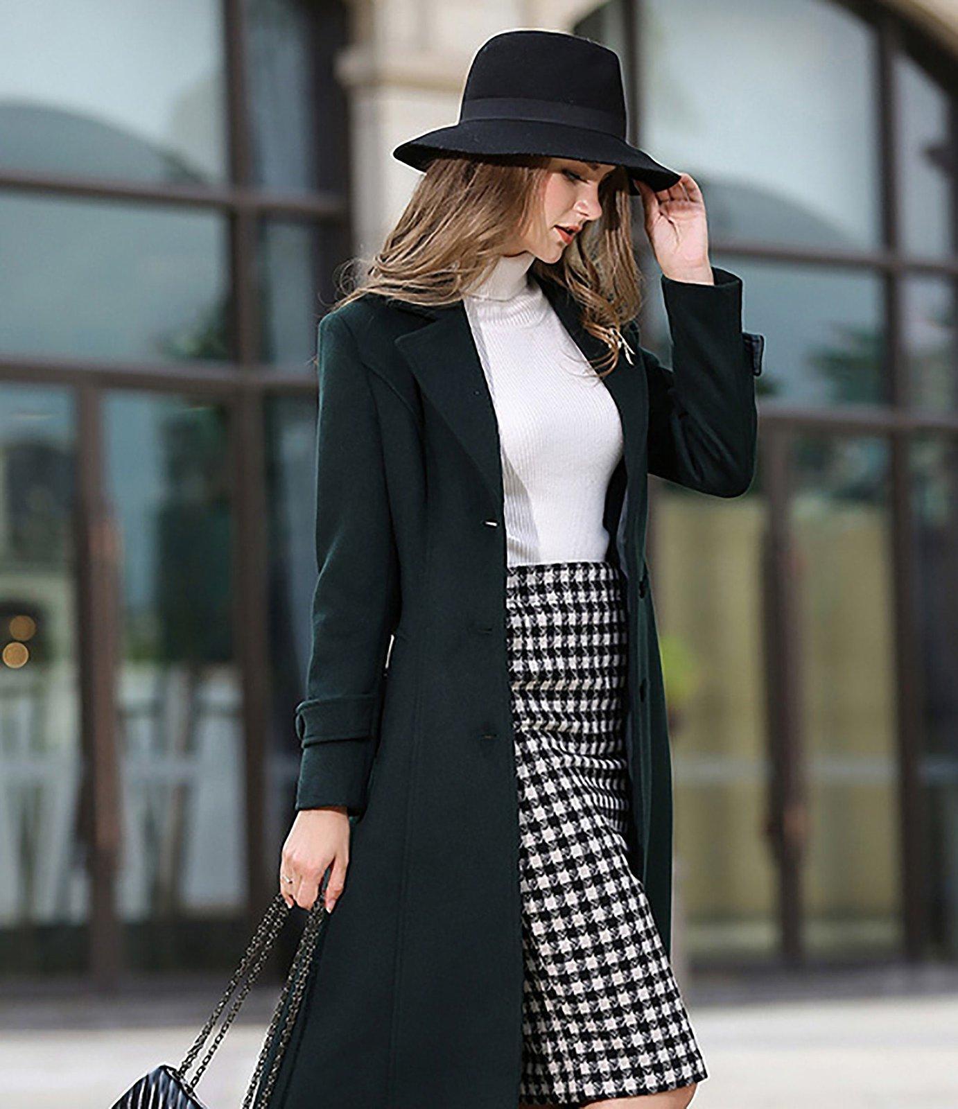 Maxi Coat Flared Skirt Wool Coat Wool Blend Belted Flared Bottom Coat