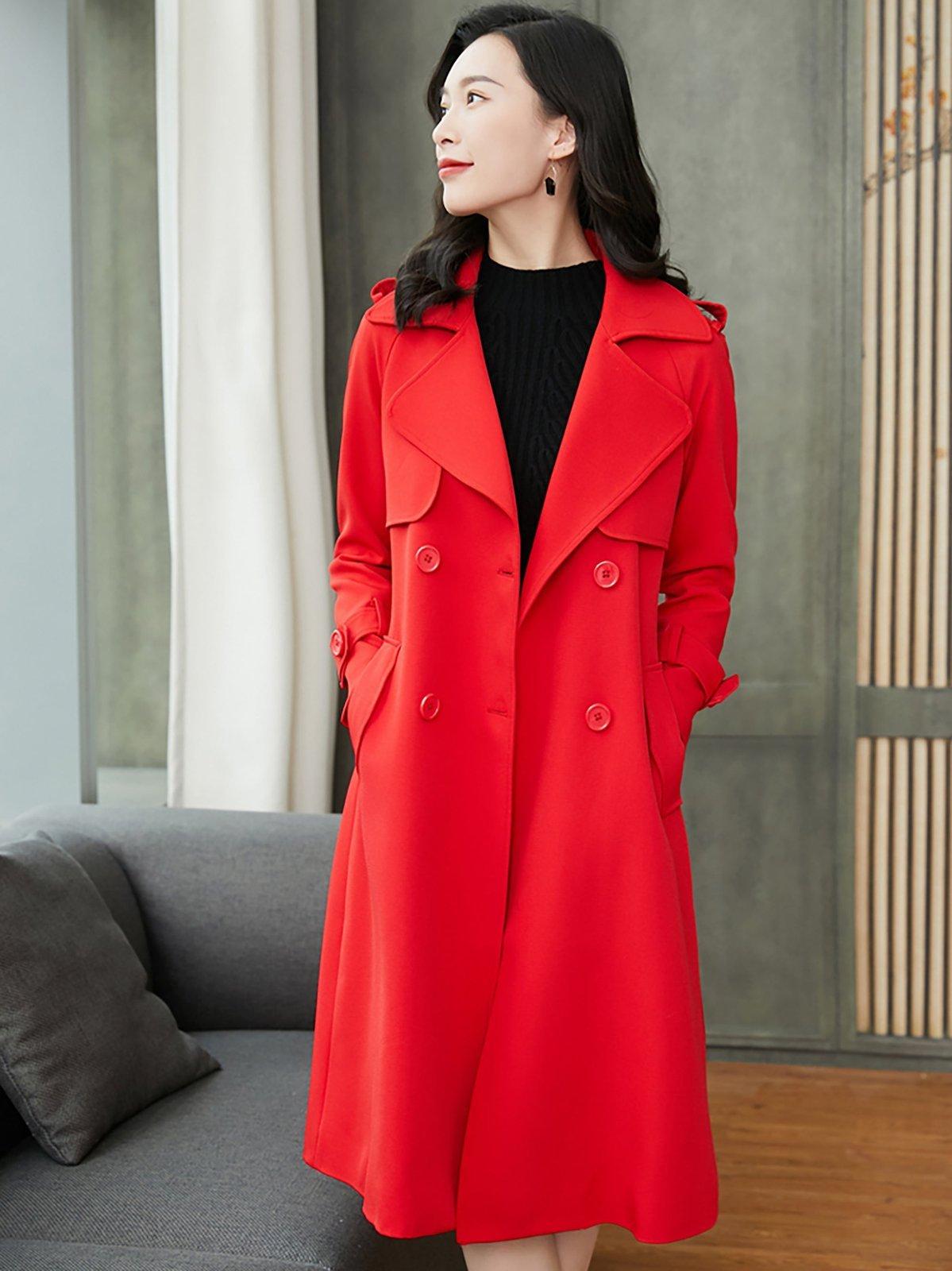 Custom Double Breasted Belted Red Trench Coat Vivian Seven
