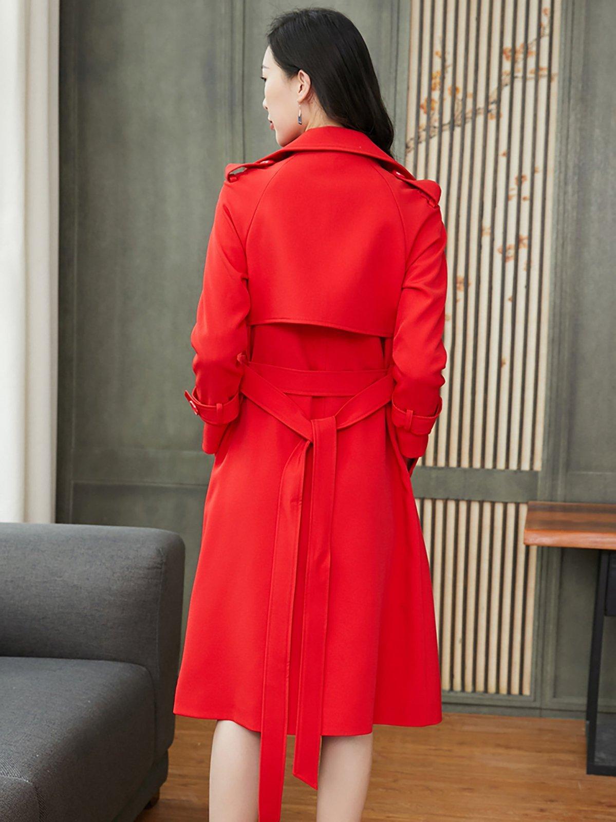 red women's dress coat Newport Wool Coat-Cranberry Red