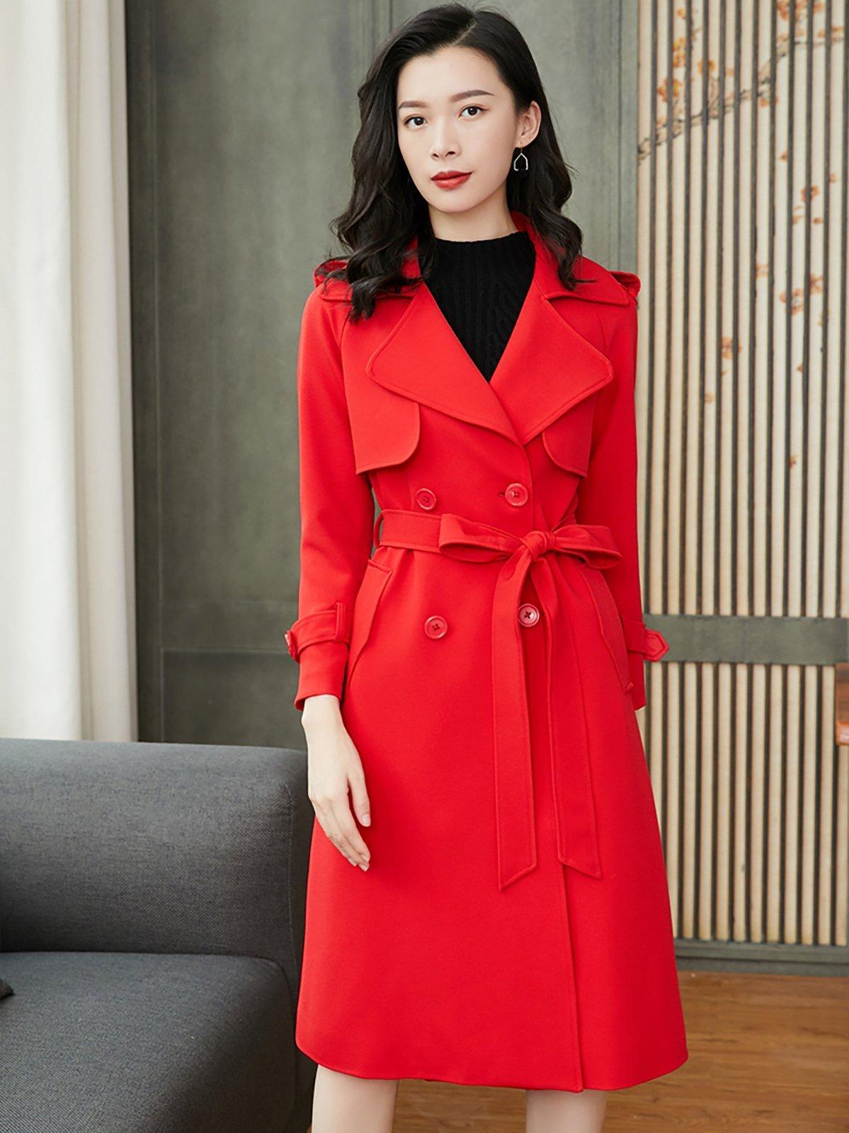 red dress coat women Ladies - Red Double-Breasted Jacket Dress - Size: 6