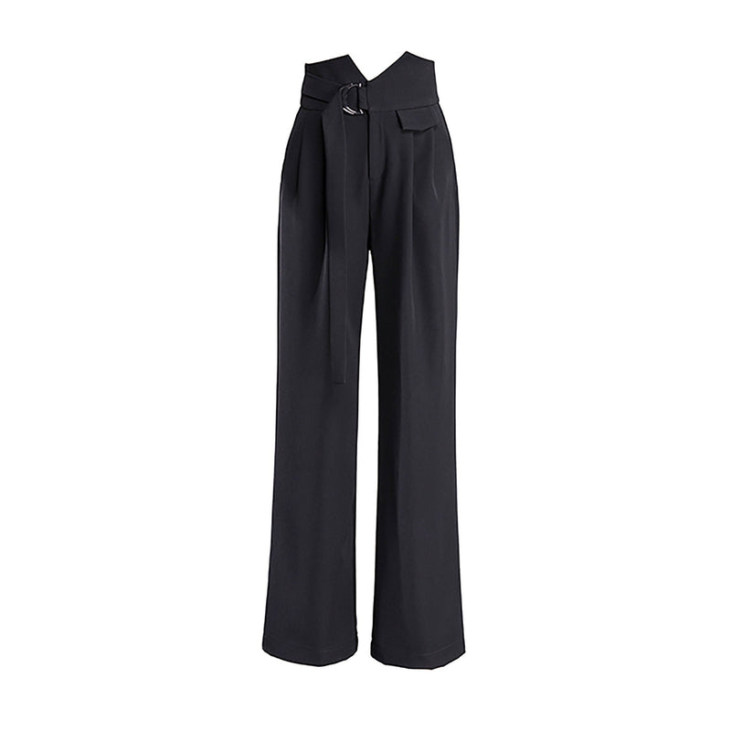 womens black belted pants