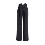womens black belted pants
