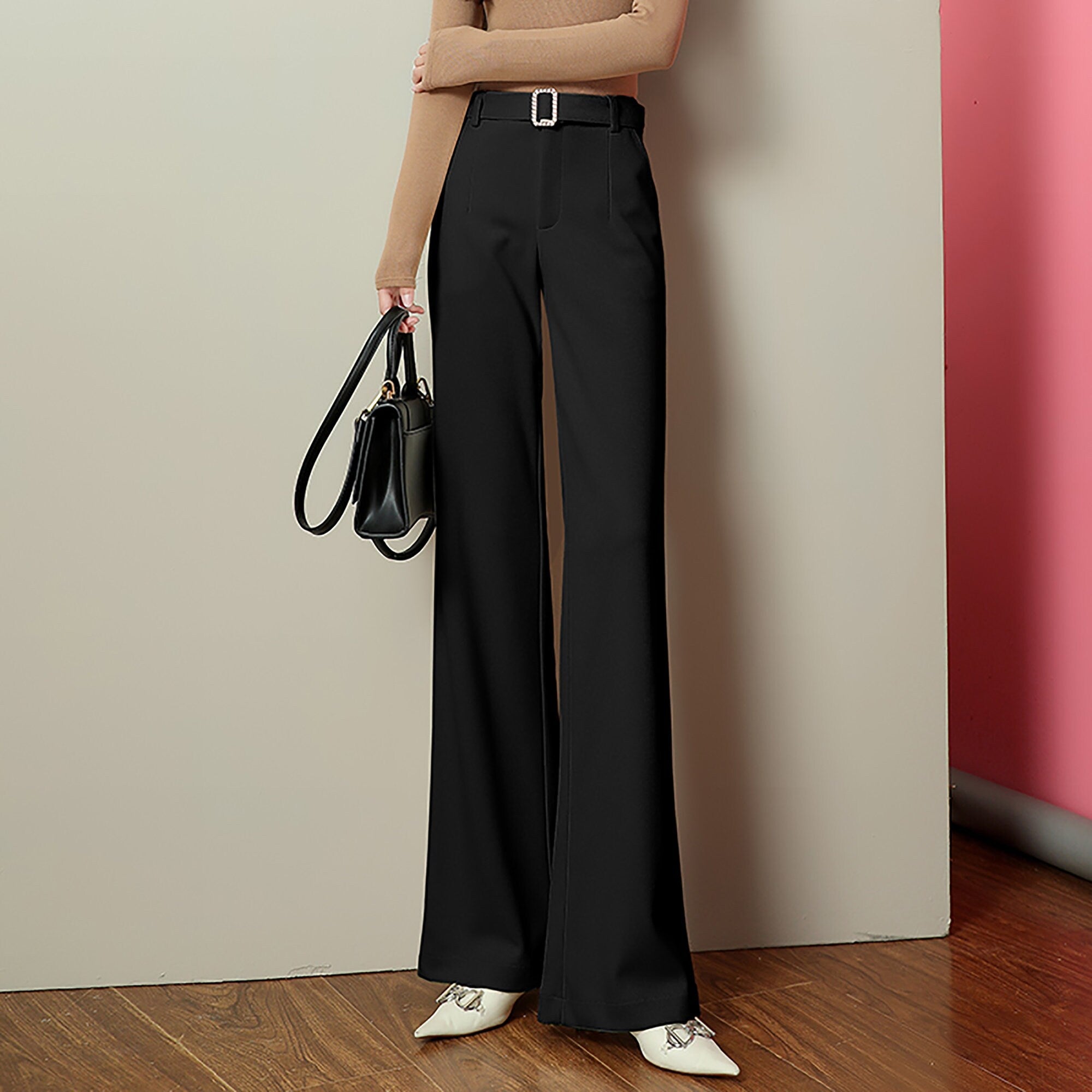 black flare trousers