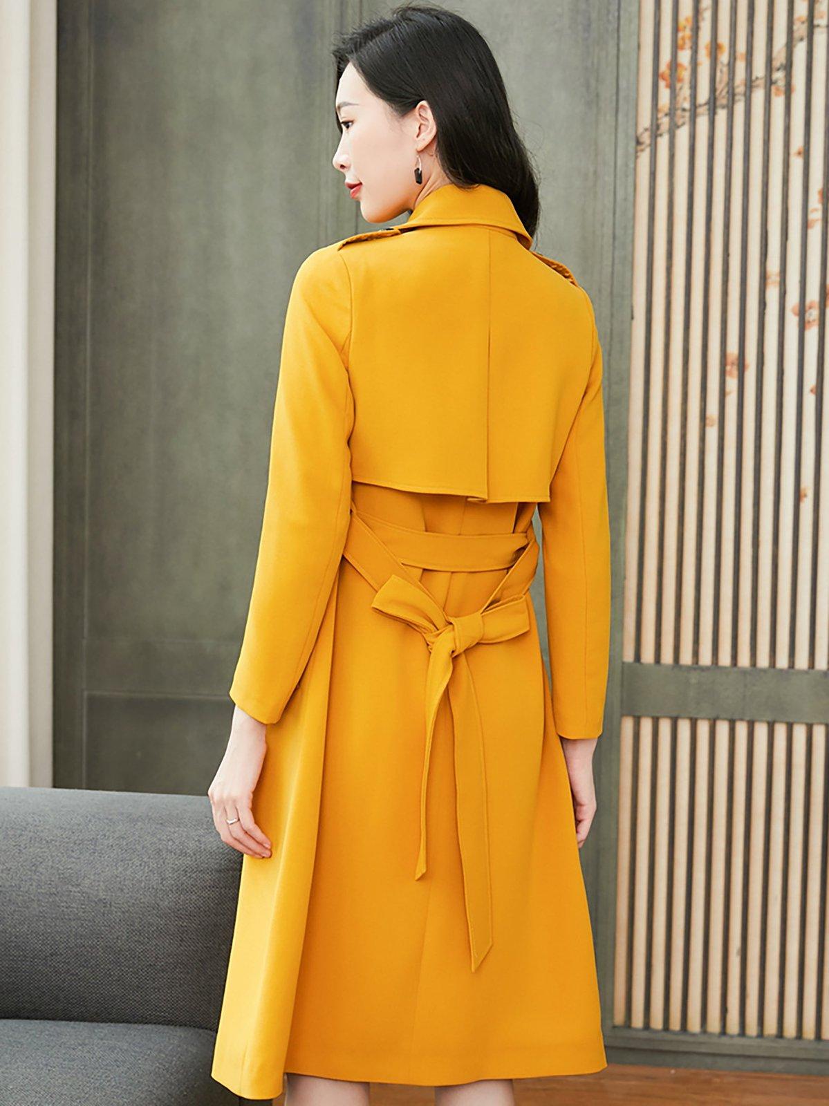 Custom Single Breasted Button Yellow Trench Coat Vivian Seven