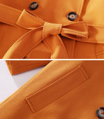 Custom Orange Double Breasted Tie Waist Coat Vivian Seven
