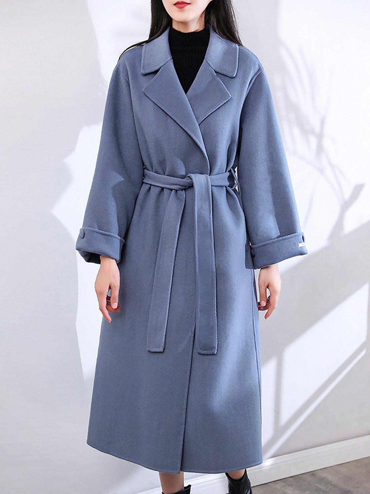 Relaxed Belted Double Face Wool Coat | Vivian Seven