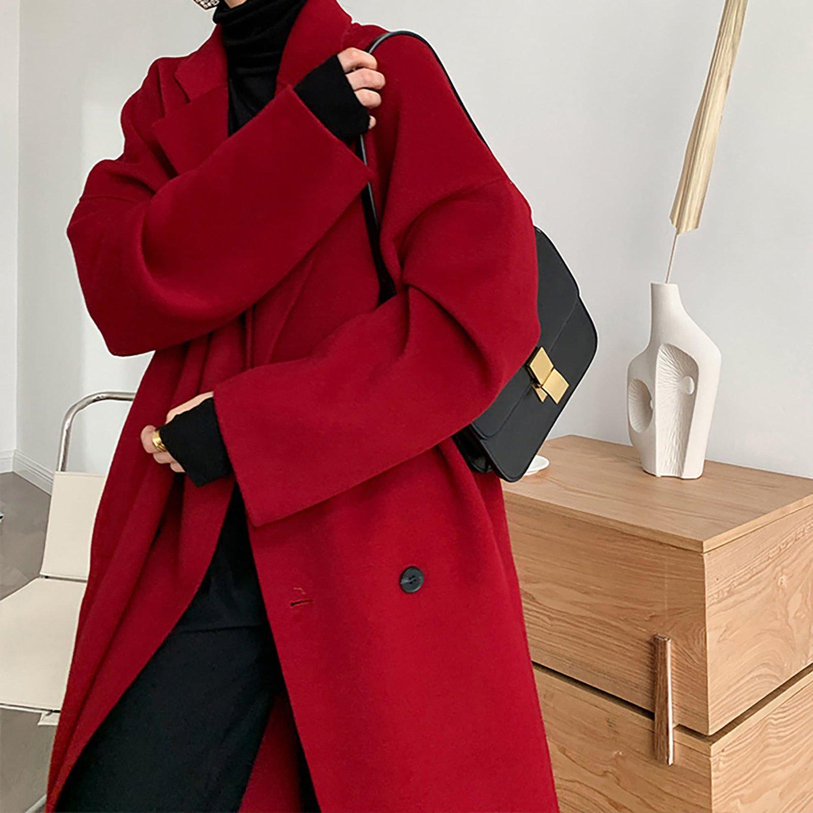 Relaxed Fit Double Breasted Wool Blend Coat | Vivian Seven