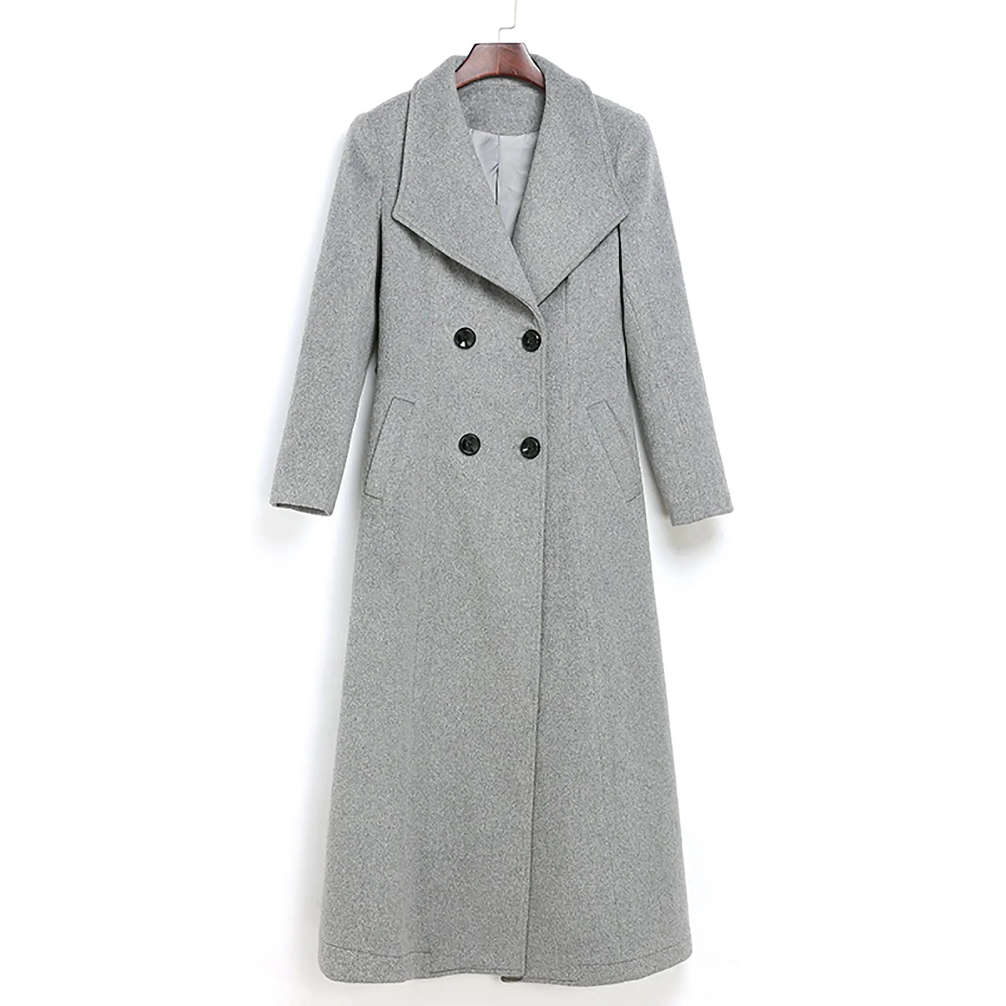 Custom Wool Long Coat,Autumn winter over-the-knee woolen coat,Women cashmere coat,Double Breasted Wool Blend Coat,Winter Outerwear Overcoat Vivian Seven