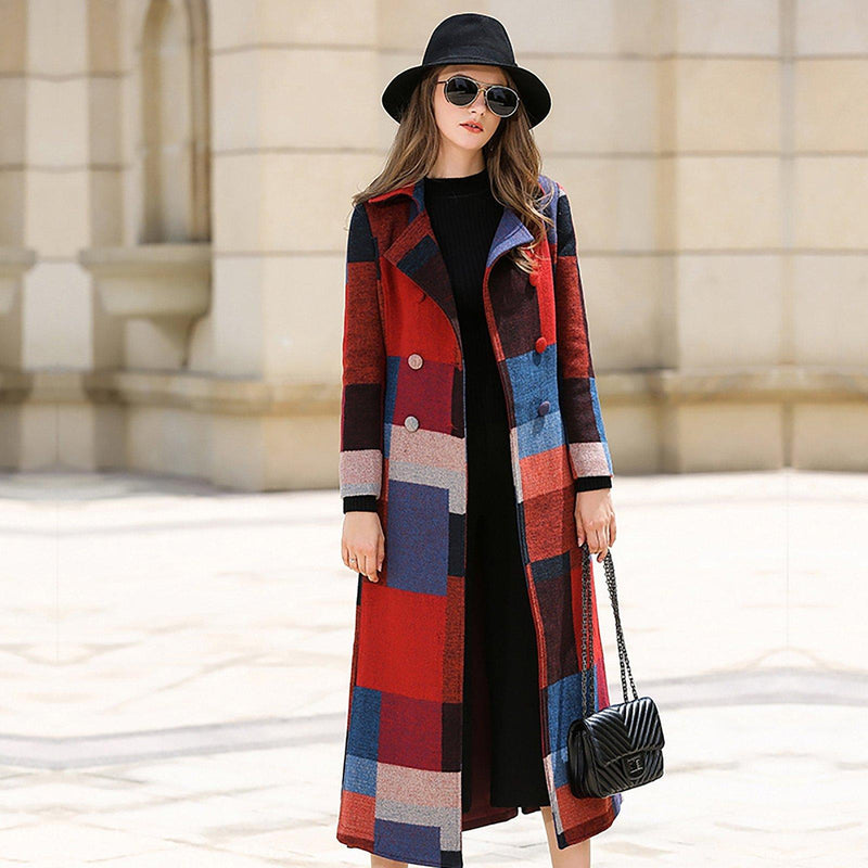 double breasted wool blend coat