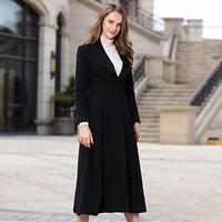 black wool blend fit & flare coat 
