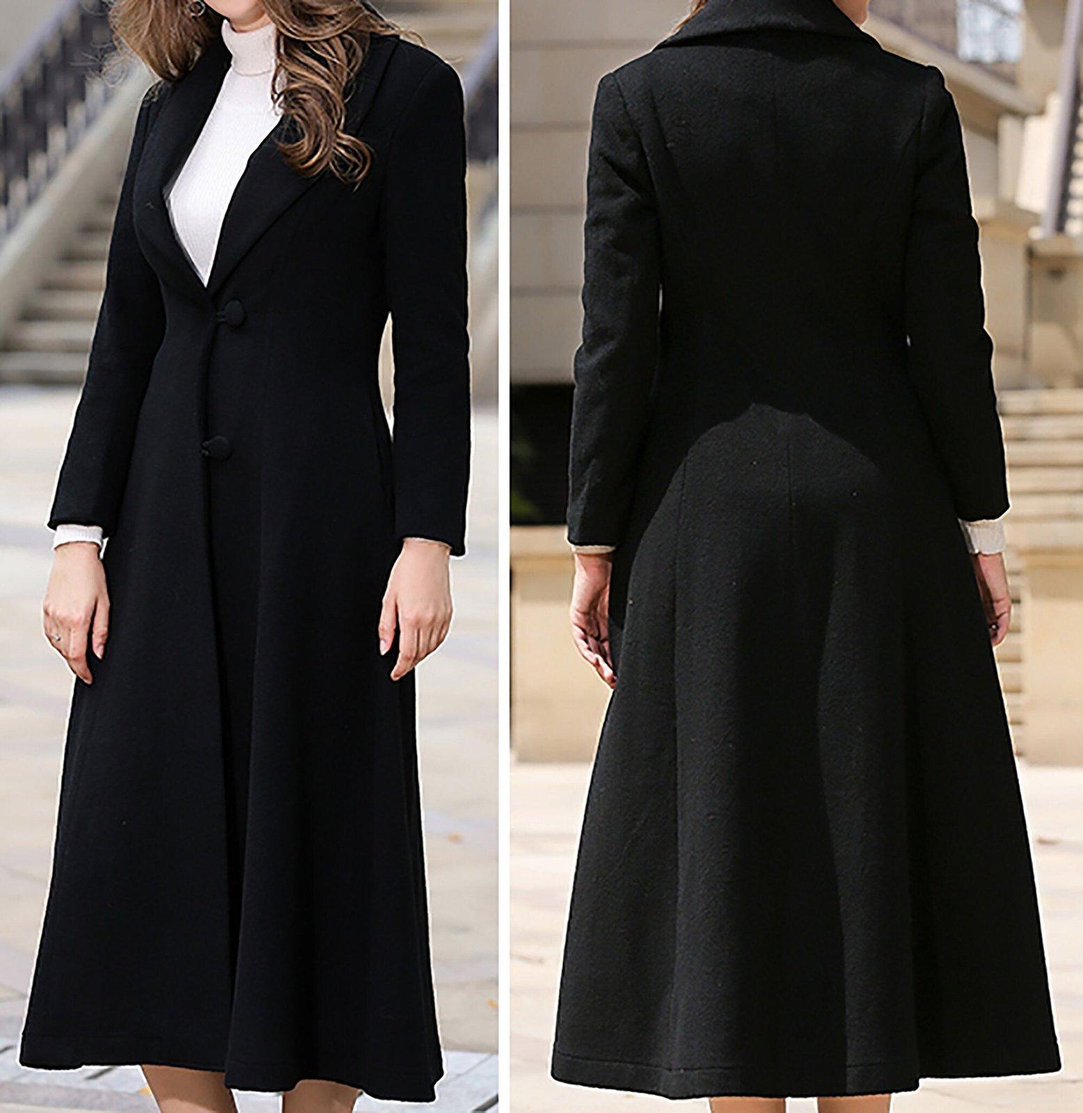 Donna Custom Shawl Collar Fit & Flare Wool Blend Coat