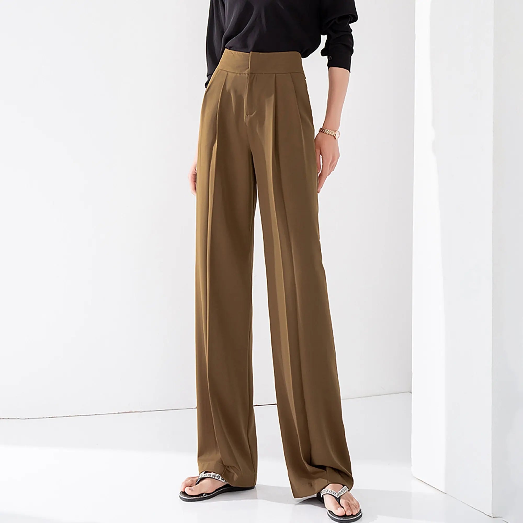  high waisted wide leg trousers