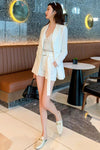 Double Breasted White Blazer & Shorts Suit Set Vivian Seven