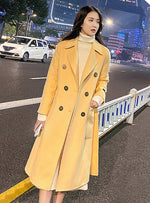 yellow wool coat for women