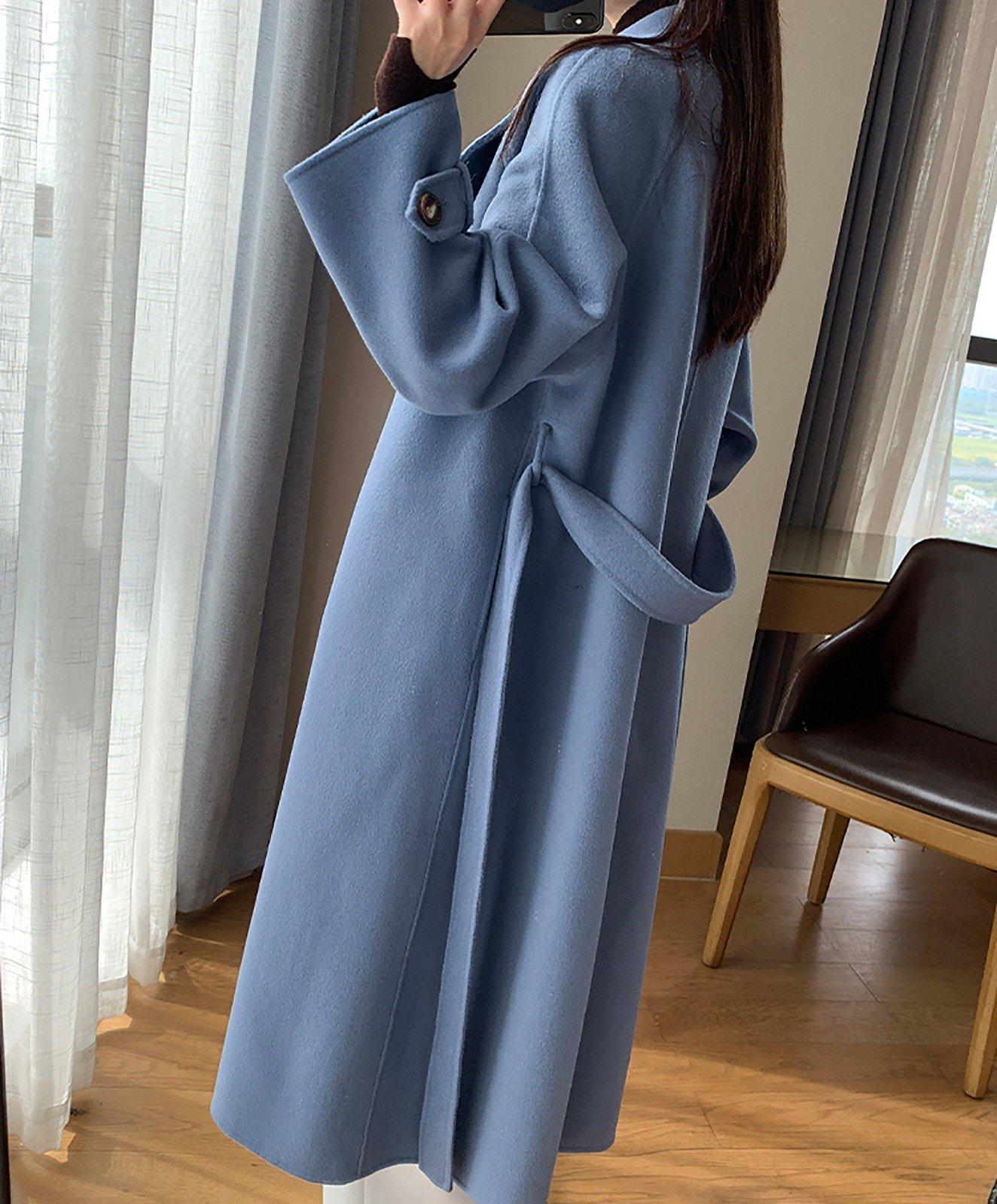 Belted Long Wool Coat for Women | Vivian Seven Belted Long Wool Coat for Women | Vivian Seven