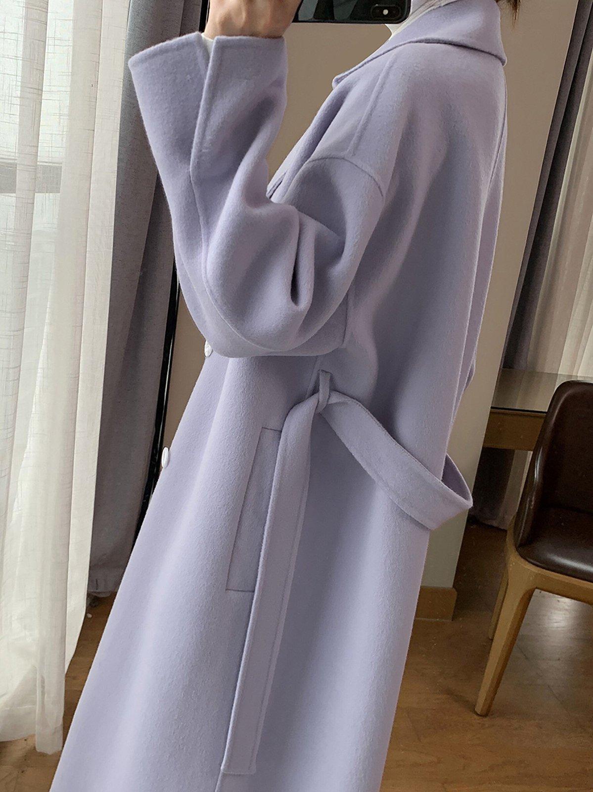 Belted Long Wool Coat for Women | Vivian Seven