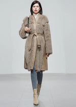 Faux Leather Long Fur Fleece Coat Dress