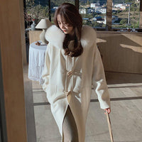 white wool blend coat for women