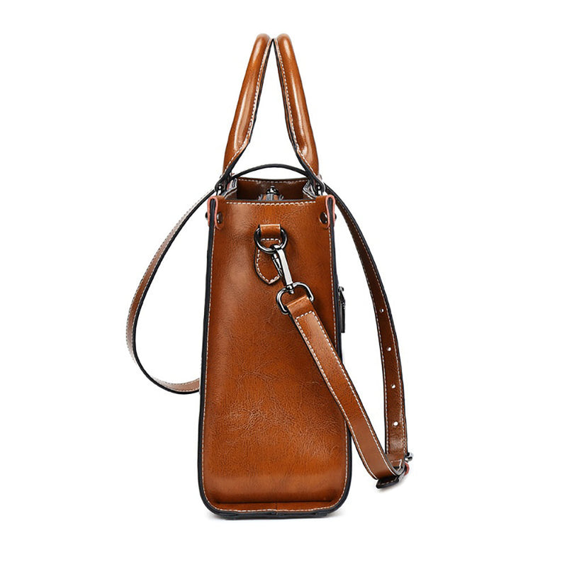 Genuine Leather Shoulder Strap Tote Bag Vivian Seven