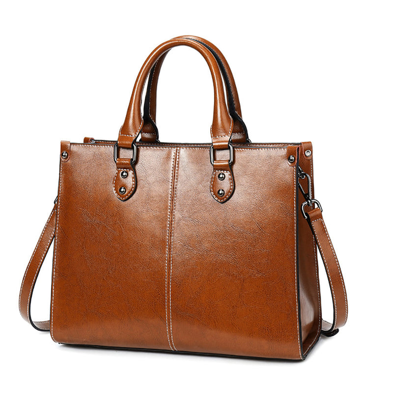 Genuine Leather Shoulder Strap Tote Bag Vivian Seven