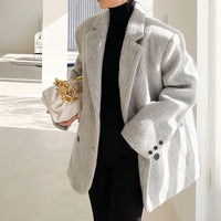 Gray Wool Coat,Oversize Wool Blazer Suit,Winter Wool Suit Vivian Seven