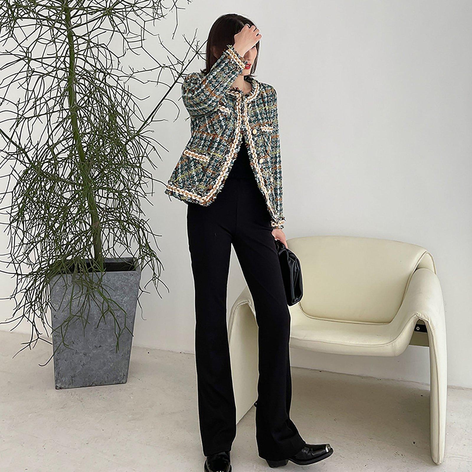 Green Tweed Jacket Cardigan Short Coat – Vivian Seven