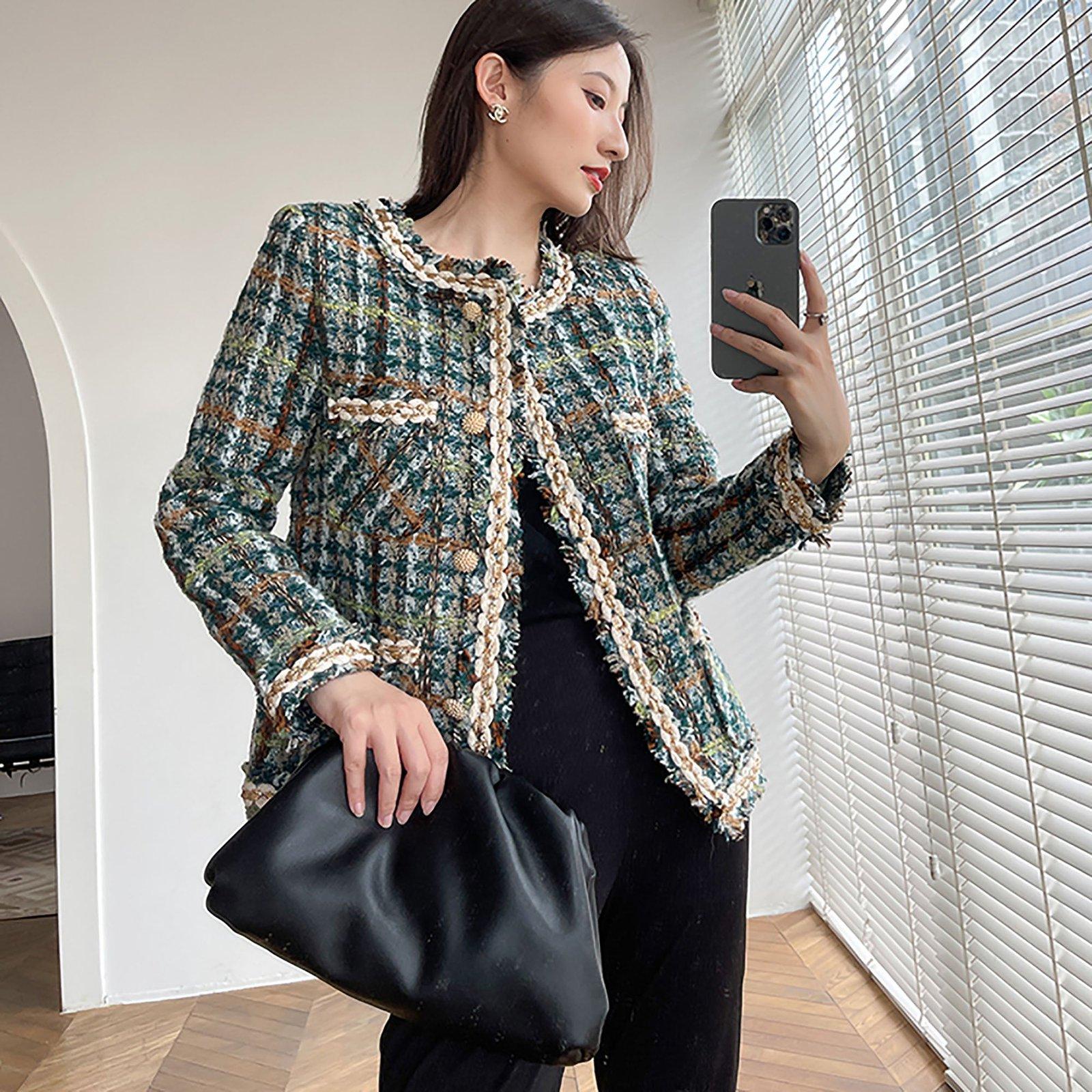 Green Tweed Jacket Cardigan Short Coat – Vivian Seven