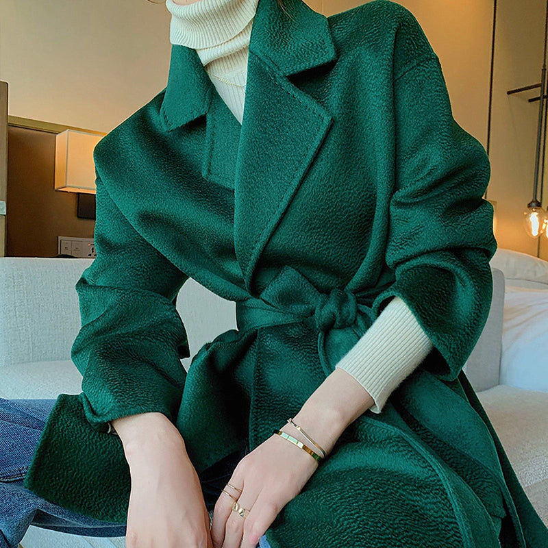 green wool coat women