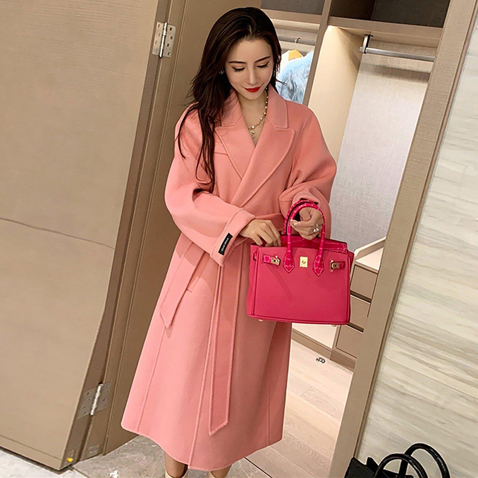 pink wool coat