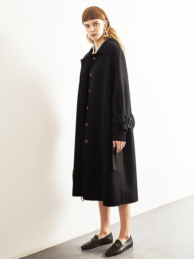 black wool long coat