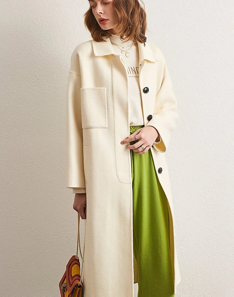 white wool blend coat