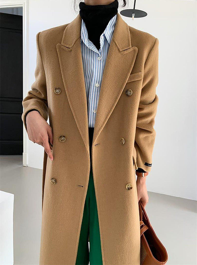 double breasted wool blend coat