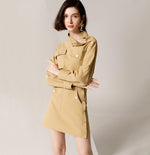 Long Sleeve Flap Pocket Fitted Mini Dress Vivian Seven