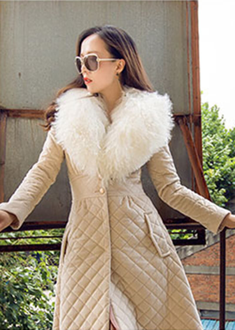 Wool Fur Collar Fit & Flare Puffy Long Coat – Vivian Seven