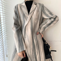 Marble stripe Double Breasted Long Wool Coat Vivian Seven