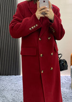Red Wool Long Coat,Single Breasted woolen coat,Wool Wrap Coat,Cashmere Coat,Fall Winter coat outerwear,Wool Blend Coat overcoat