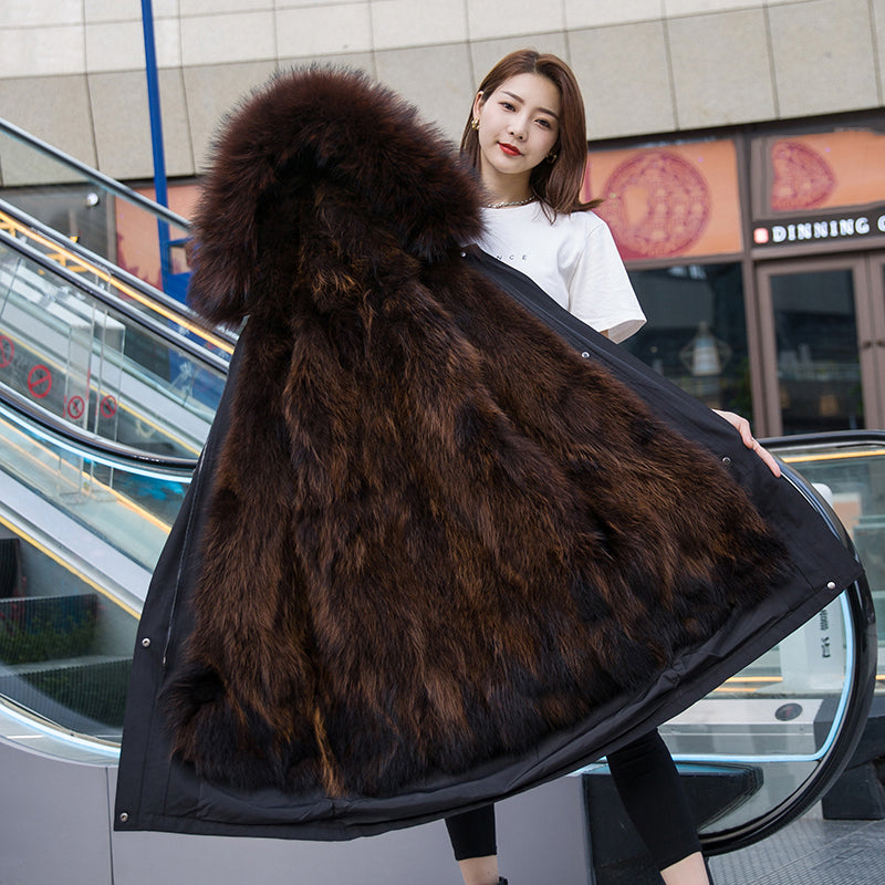 Racoon fur cheap parka coat