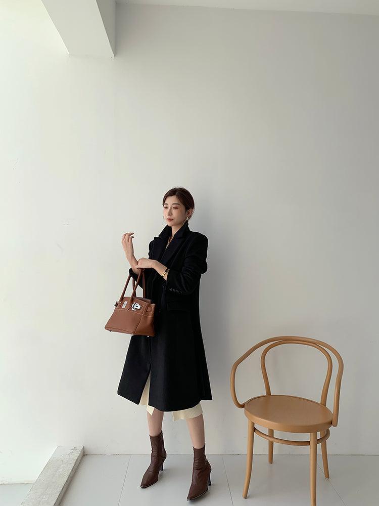 Oversize Black Thicken Long Wool Coat – Vivian Seven